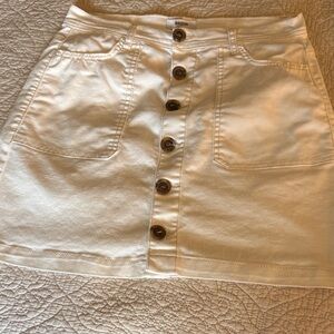 Kensie Cream Denim Button-Down Mini Skirt size 8
